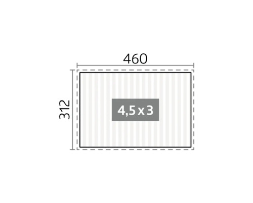 Rozmery: 312 x 460 centimetrov, plocha: 4,5 x 3 metrov