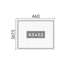 Technický nákres s rozmermi 460 a 367,5 a 4,5 x 3,5