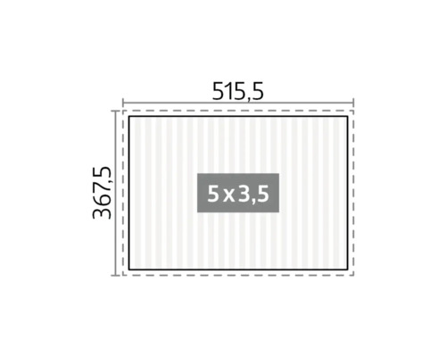 Pôdorys s rozmermi 515,5 x 367,5 a označením 5 x 3,5