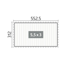 Technický nákres s rozmermi 552,5 x 312 a špecifikáciou plochy 5,5 x 3