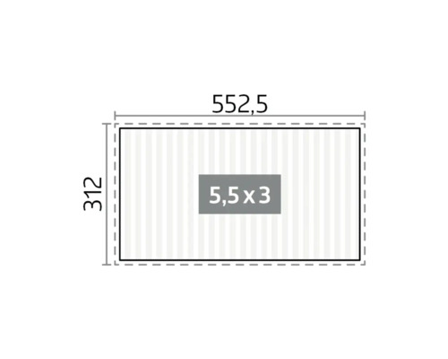 Technický nákres s rozmermi 552,5 x 312 a špecifikáciou plochy 5,5 x 3