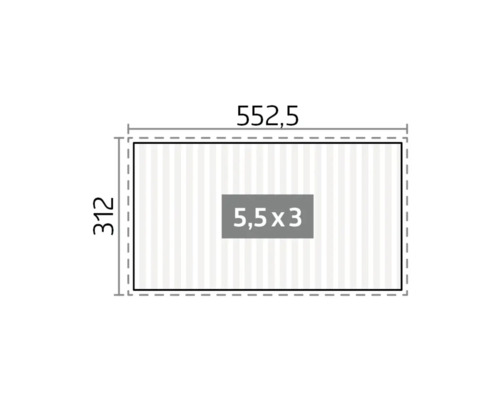 Plán strechy s rozmermi 552,5 x 312 a 5,5 x 3 metre