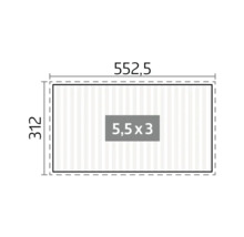 Technický nákres s rozmermi 552,5 krát 312 a údajom o ploche 5,5 krát 3