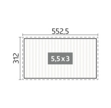 Technický výkres s rozmermi: 552,5 x 312 a plocha 5,5 x 3