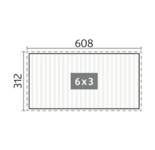 Technický výkres s rozmermi 608 x 312 a poľom 6 x 3
