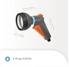 Čistiaci postrekovač Gardena s rozmermi