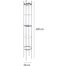 Kovová podpera pre rastliny, 200 cm vysoká a 28 cm široká