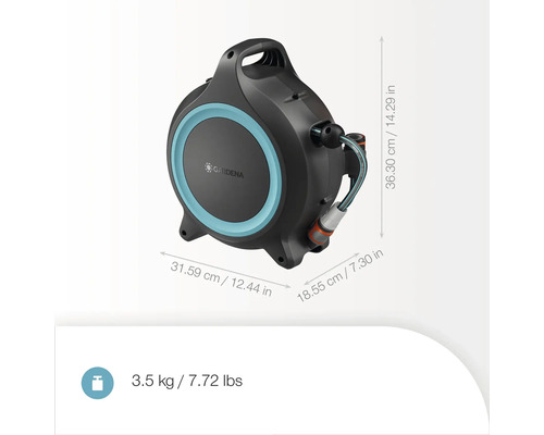 Navijak na hadicu Gardena s hadicou a rozmermi