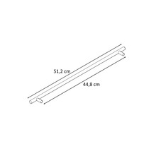 Diagram tyče s dĺžkou 51,2 centimetrov s rozostupom 44,8 centimetrov