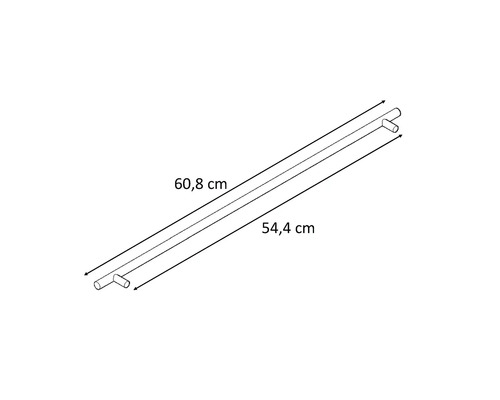 Technický výkres tyče s rozmermi 60,8 cm a 54,4 cm