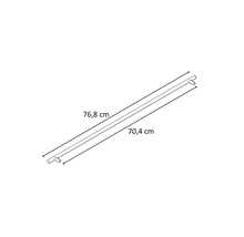 Schematické znázornenie sprchovej tyče s rozmermi 76,8 cm a 70,4 cm.