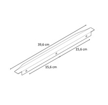 Nákres profilu s dĺžkou 39,6 centimetra s dvoma stranami s dĺžkou 15,6 centimetra