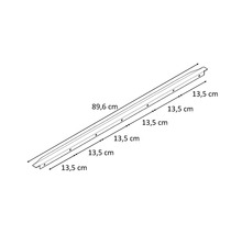 Montážna lišta s otvormi a rozmermi 89,6 centimetrov a 13,5 centimetrov