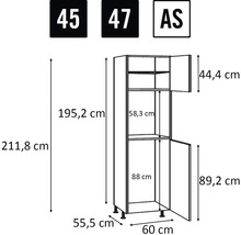 Obrázok rozmerov vysokej skrine