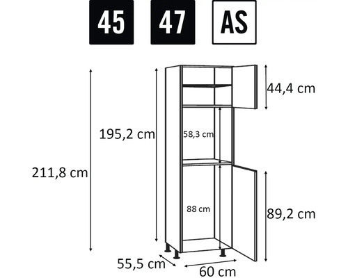 Obrázok rozmerov vysokej skrine