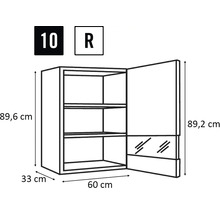 Nákres nástennej skrinky s rozmermi 89,6 x 60 x 33 cm