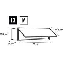 Obrázok kuchynskej skrinky s rozmermi 90 x 35,2 x 33 centimetrov