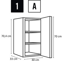 Obrázok závesnej skrinky s rozmermi.
