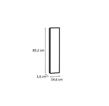 Rozmery obdĺžnikového nástenného zrkadla s výškou 89,2 cm, šírkou 14,6 cm a hĺbkou 1,6 cm