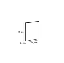 Nákres skrinky s rozmermi 70 cm výška, 59,6 cm šírka a 1,6 cm hĺbka