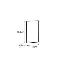 Dvierka skrinky s rozmermi 70,4 cm na výšku, 33 cm na šírku a 1,6 cm do hĺbky