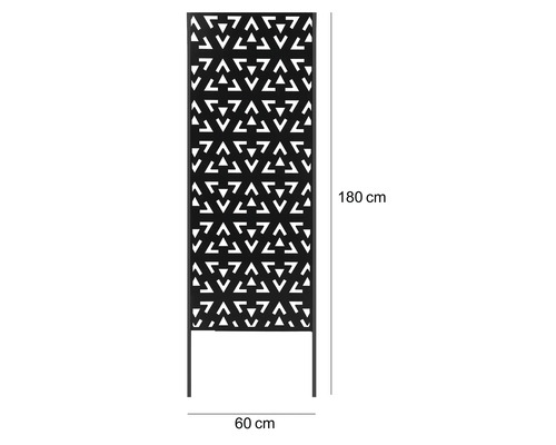 Dekoratívna kovová zástena s výškou 180 centimetrov a šírkou 60 centimetrov