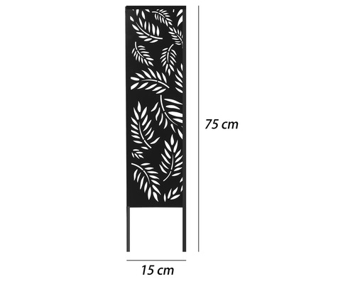 Dekoratívny záhradný prvok s motívom listov, výška 75 cm a šírka 15 cm