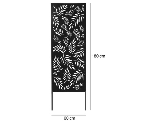 Kovový záhradný plot s motívom listov, 180 cm vysoký a 60 cm široký