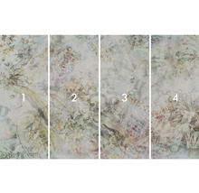 Štvordielna fototapeta s rastlinnými a písomnými motívmi