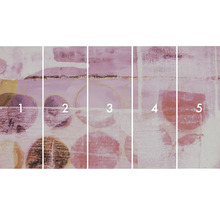 Vliesová tapeta s abstraktným kruhovým vzorom, skladajúca sa z piatich pruhov