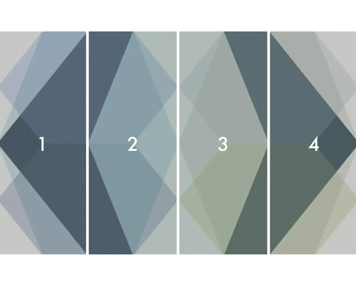 Vzor tapety s geometrickými tvarmi na štyroch pruhoch