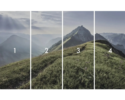 Štvordielna fototapeta s motívom horskej krajiny