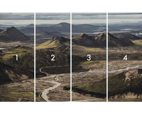 Štvordielna fototapeta s horskou krajinou