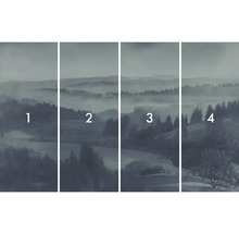 Štvordielna tapeta s motívom krajiny a lesa