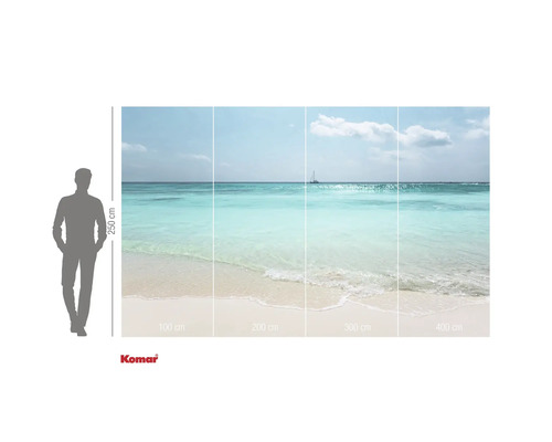 Fototapeta s motívom pláže a plachetnice