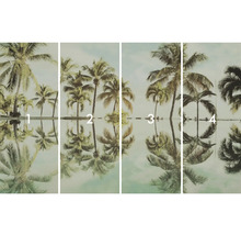 Štvordielna fototapeta s motívmi paliem a odrazom vo vode.