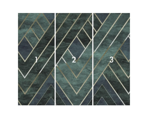 Vzor tapety s geometrickými tvarmi a mramorovou štruktúrou, trojdielny