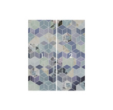 Dvojdielny dverový plagát s geometrickým kockovaným vzorom