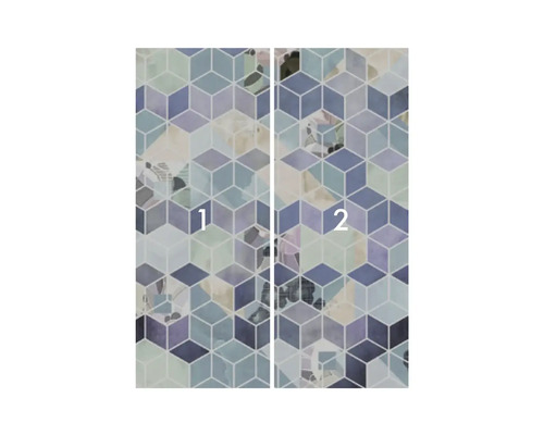 Dvojdielny dverový plagát s geometrickým kockovaným vzorom