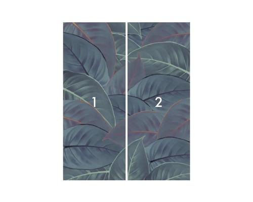 Foto tapeta so vzorom listov, skladajúca sa z dvoch častí