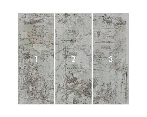 Trojdielna fototapeta s motívom mapy sveta