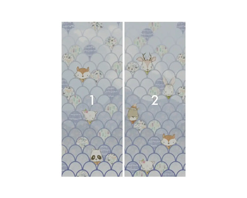 Dvojdielna nástenná maľba s motívmi zvierat a vzorom rybích šupín