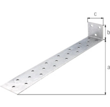 Dierovaný rohový konektor z kovu s rozmermi.