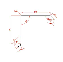 Technický výkres uhlového profilu s rozmermi