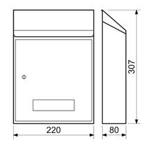 Technický nákres poštovej schránky s rozmermi