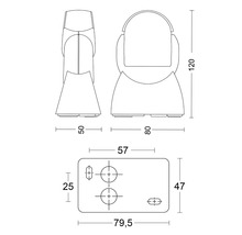 Technický výkres držiaka s rozmermi