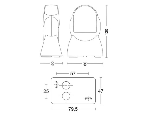 Technický výkres držiaka s rozmermi