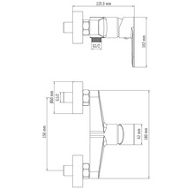 Technický nákres armatúry s rozmermi