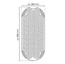 Obrázok podložky do vane s rozmermi približne 380 mm krát približne 890 mm.