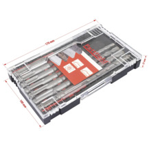 Sada vrtákov v priehľadnom plastovom obale s údajmi o veľkosti